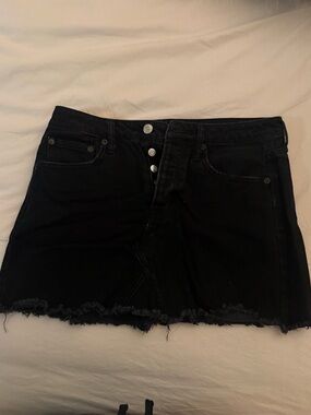American Eagle Black Distressed Denim Mini Skirt